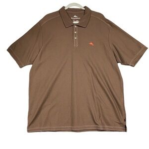 Tommy Bahama Polo Shirt Mens Size 2XL Brown Supima Cotton Emfielder
